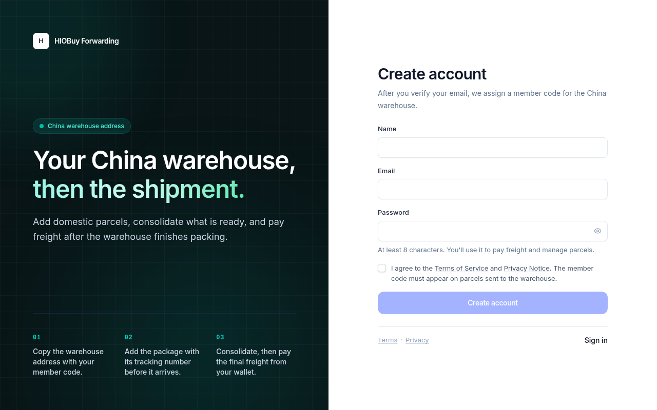Customer registration on the live demo